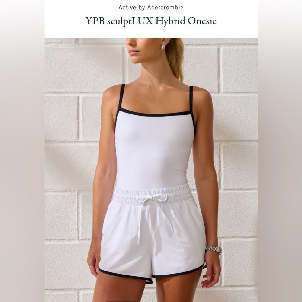 Abercrombie YPB White and Black Trim Activewear Romper